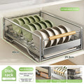 Axyaa Sliding Kitchen Dishes Organizer Rack: Countertop Storage Shelf for Tableware & Cookware