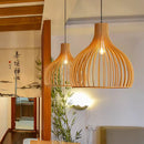Axyaa Wooden Birdcage Pendant Light: Creative Zen Decoration for Living Room & Restaurant