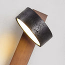 Modern Black Travertine Wooden LED Wall Lamp with Switch by Axyaa
