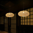 Axyaa Wicker Chandelier Ceiling Light - Vintage Rattan Pendant Lamp