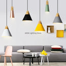 Axyaa Wood Iron Pendant Lamp for Modern Living Space Lighting