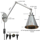 Axyaa Swing Arm LED Wall Sconce - Industrial Style Bedside Lamp