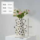 Axyaa Wave Point Ceramic Double Ear Vase: Elegant Decorative Vase for Flowers & Hydroponics