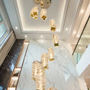 Axyaa Crystal Stair Chandelier Ceiling Light: Modern LED Hanging Chandeliers for Indoor Living Room