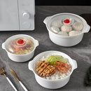 Axyaa Round Microwave Steamer Lunch Box with Lid for Fresh Keeping, Buns, Noodles