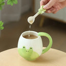 Axyaa Frog Ceramic Mug 450ml - Cute 3D Cartoon Animal Cup for Kids & Christmas Gifts