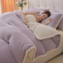 Axyaa Fleece Winter Bedding Set - Thick Coral Fleece, Solid Color, Four-Piece