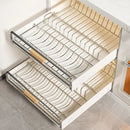 Axyaa Pull-Out Dish Rack with Wooden Handle and Spice Box Storage Rack