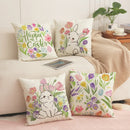 Axyaa Easter Rabbit Print Pillow Cover Cotton Linen Holiday Party Decoration