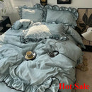 Axyaa Summer Ice Silk Lace Four-Piece Bedding Set - Korean Style
