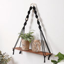 Axyaa Macrame Wood Wall Shelf: Boho Home Decor for Bedroom, Living Room, Nursery