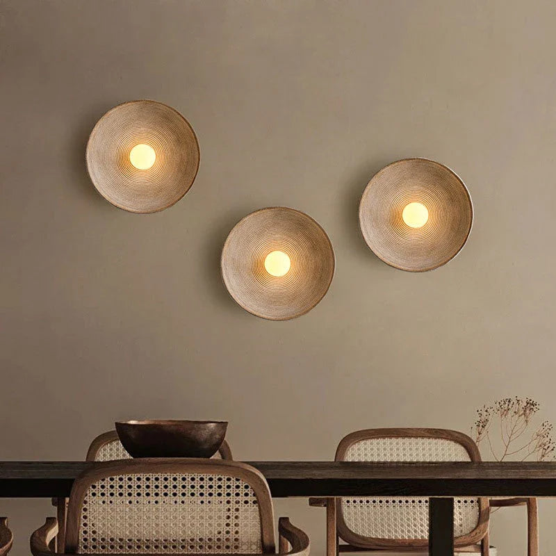 Axya Retro Round Resin Wall Sconce for Interior Decor in Bedroom, Living Room, Dining Room