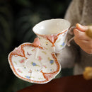 Axyaa Floral Gold Rim Coffee Mug Set