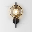 Axyaa Nordic Glass Wall Light 20cm Gold Black Metal Sconce