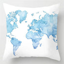 Axyaa Blue Geometric Marble Stripe Line Pillowcases - Set of 2