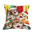 British Cat Golden Retriever Print Linen Cushion Cover - Axyaa Home Decor