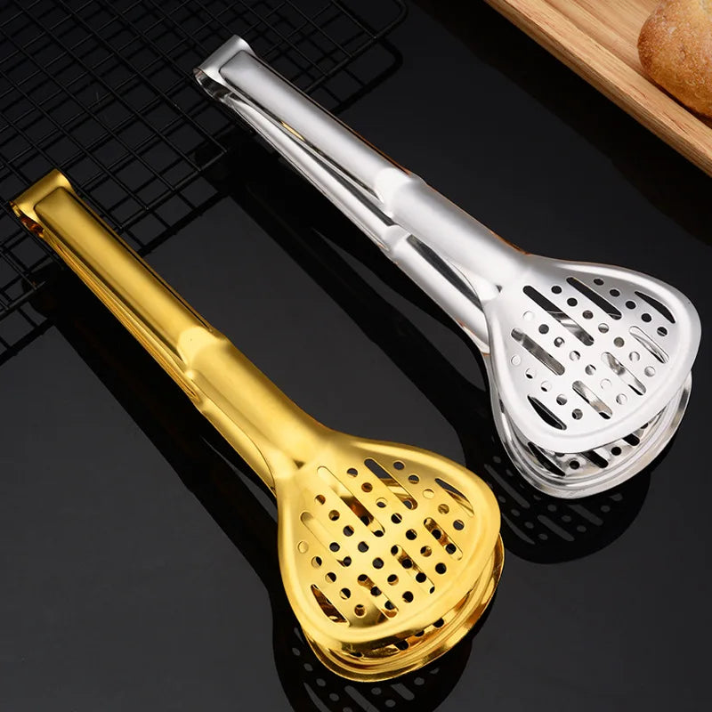 Axyaa Stainless Steel Food Tongs with Long Handle for Kitchen