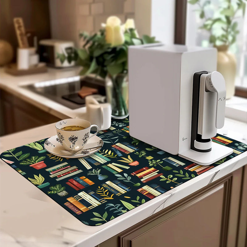 Axyaa Watercolor Drain Pad: Non-slip Dish Drying Mat for Kitchen Counters