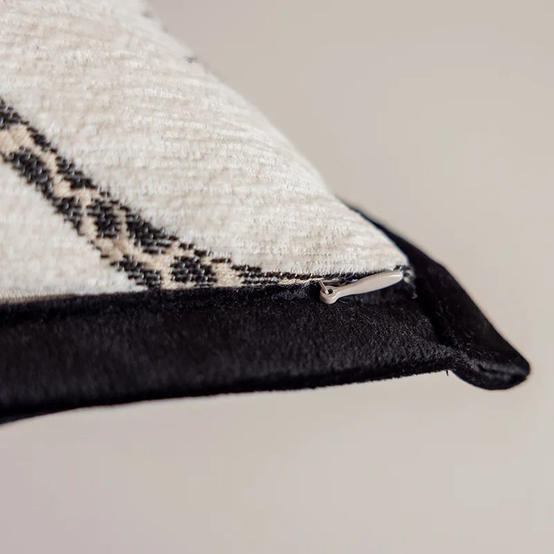 Embroidered Tufted Cushion Cover in Neutral Tones by Axyaa