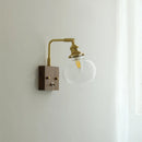 Axyaa Clear Glass LED Wall Sconce Walnut Copper Modern Stair Light Fixtures