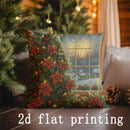 Axyaa Christmas Scene Printed Pillow Cover for Sofa, Bedroom, Car - Rectangular Decorative Cushion