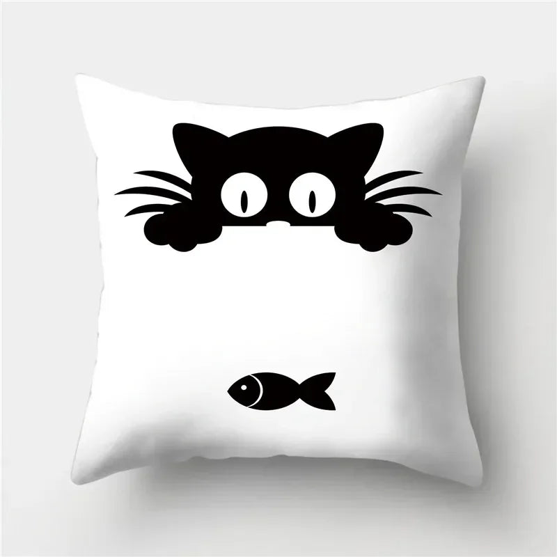 Cute Cat Cushion Cover 45x45cm - Axyaa Home Decor Pillowcases