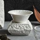 Axyaa Ceramic Stone Soup Bowl Salad Breakfast Plate Utensils Set