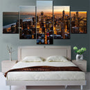 Axyaa Cityscape Chicago Downtown Canvas Wall Art Home Decor Painting Set