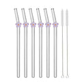 Axyaa Flower Glass Straw Set - 6pcs for Juice Smoothies Milk Party Bar