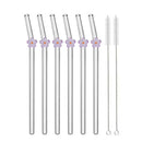 Axyaa Flower Glass Straw Set - 6pcs for Juice Smoothies Milk Party Bar