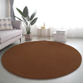 Red Coral Velvet Round Rug by Axyaa - Soft, Thick, Non-Slip Floor Mat for Living Room