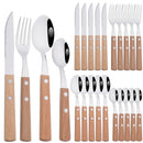 Axyaa 16/24Pcs Wood Handle Stainless Steel Cutlery Set - Kitchen Tableware