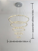 Axyaa Circular Crystal Chandelier LED Light for Luxury Homes
