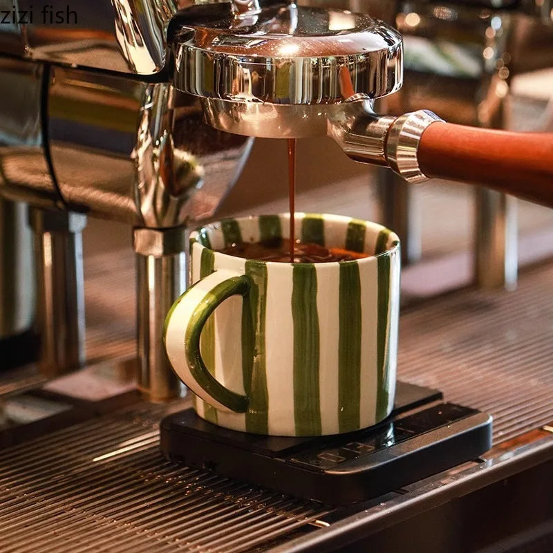 Hand Painted Striped Ceramic Mug Set by Axya