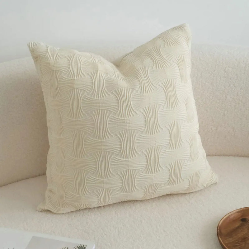 Axyaa Cream Jacquard Throw Pillow Cover Nordic Style Cushion Sofa Decor Pillowcase