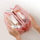 Axyaa Mesh Pillow Beauty Bag: Large Capacity Cosmetic Organizer with Partitions