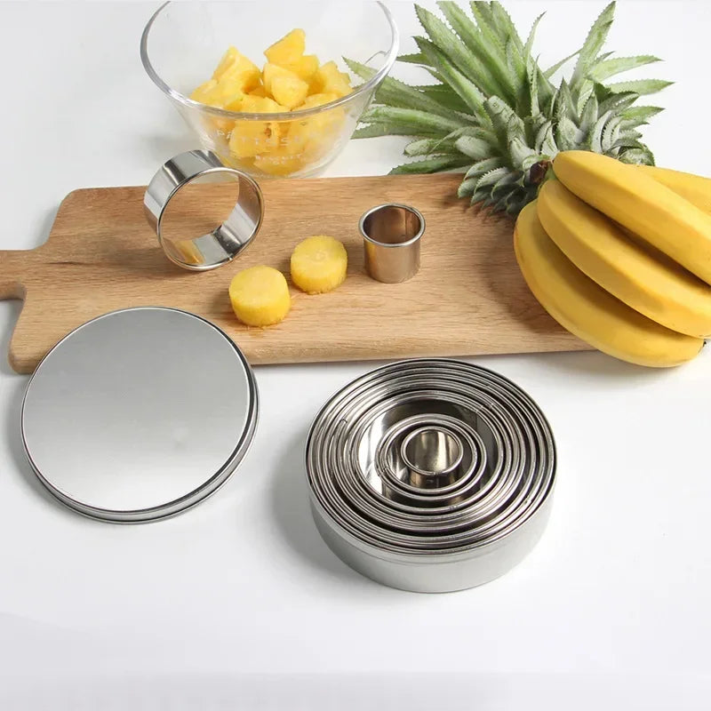 Axyaa Stainless Steel Round Cake Mould Set - DIY Kitchen Baking Tools