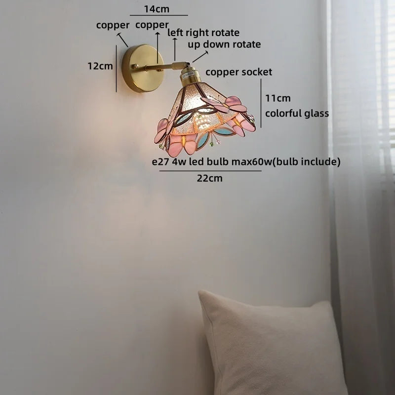 Axyaa Clear Glass Copper Arm LED Wall Sconce Wandlamp
