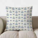 Blue Floral Bow-Patterned Cushion Cover by Axyaa for Sofa, Bedroom, Car