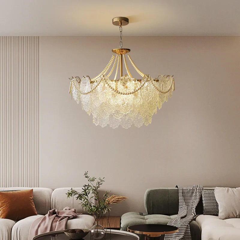 Axyaa Clear Glass LED Chandelier: Modern French Style Luxury Ceiling Fixture