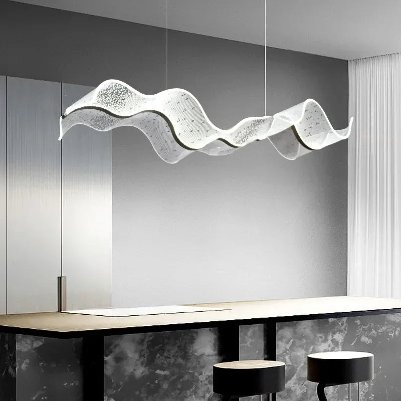Axyaa Wave LED Pendant Lamp - Elegant Acrylic Designer Chandelier