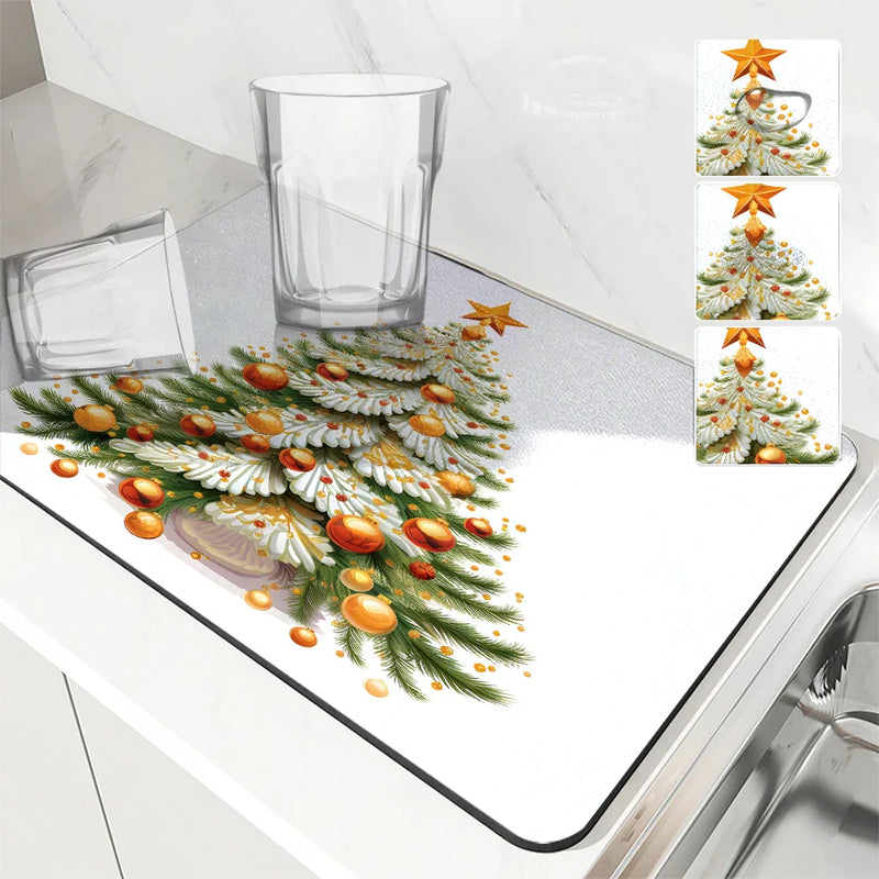 Axyaa Christmas Tree Kitchen Drying Mat