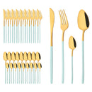 Axyaa Gold Stainless Steel Cutlery Set - 40Pcs Western Dinnerware Tableware Set
