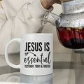 Axyaa Ceramic Coffee Mug 11oz - 'Jesus is Essential' Print, Inspirational Drinkware
