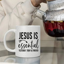 Axyaa Ceramic Coffee Mug 11oz - 'Jesus is Essential' Print, Inspirational Drinkware