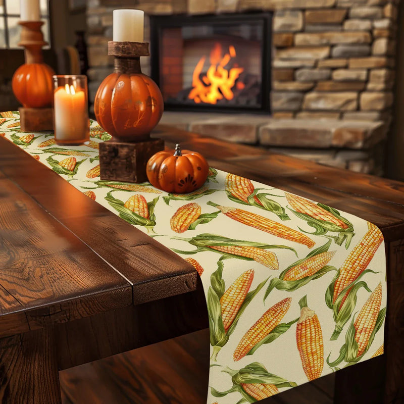 Axyaa Thanksgiving Corn Table Runner for Farmhouse Kitchen Dining Decor