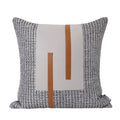 Axyaa Light Luxury Orange Gray Leather Stitching Square Pillow