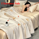 Axyaa Washed Ice Silk Summer Quilt Set - 4 Piece Cool Air Conditioner Bedding