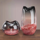 Axyaa Pink Gradient Glass Vase Flower Pot Desk Decor Room Aesthetic Arrangement