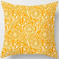 Yellow Floral Leaves Pattern Cushion Cover for Modern Living Room by Axyaa